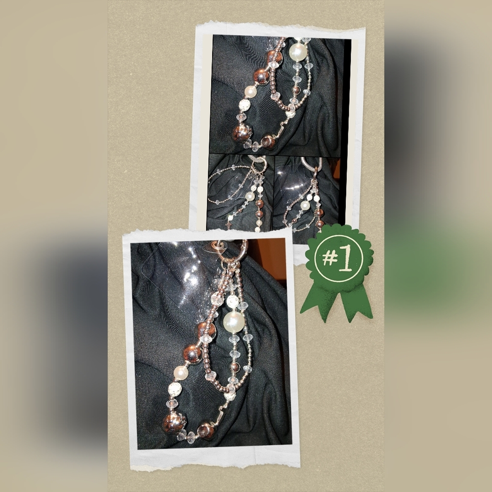 2/$12 Glitter Phone/Purse with Pearl and Cross Charms